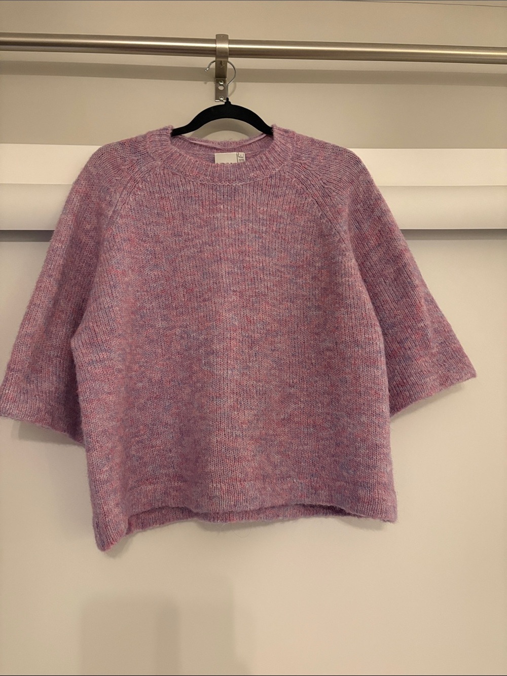 Relaxed Lavender Short-Sleeve Crewneck Sweater - Picture 1 of 3